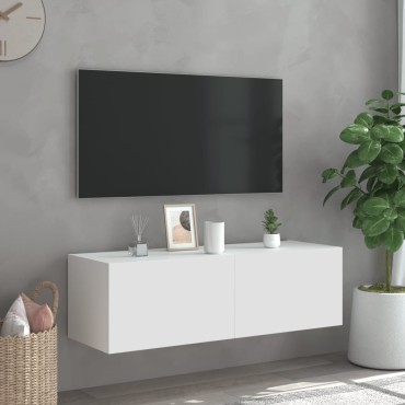 vidaXL Έπιπλο Τοίχου Τηλεόρασης με LED Λευκό 100x35x31cm