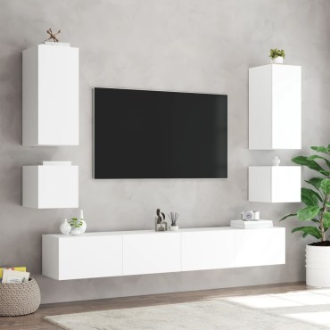 vidaXL Έπιπλο Τοίχου Τηλεόρασης με LED Λευκό 100x35x31cm