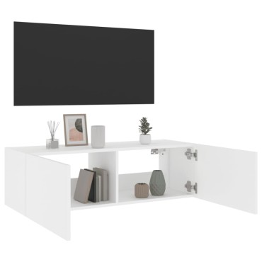 vidaXL Έπιπλο Τοίχου Τηλεόρασης με LED Λευκό 100x35x31cm