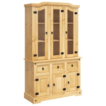 vidaXL Βιτρίνα Corona Καφέ 112x43x196cm Μασίφ Ξύλο Μεξικάνικου Πεύκου 1 τεμ.