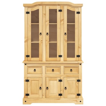 vidaXL Βιτρίνα Corona Καφέ 112x43x196cm Μασίφ Ξύλο Μεξικάνικου Πεύκου 1 τεμ.