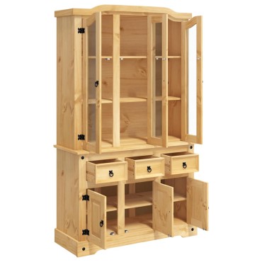 vidaXL Βιτρίνα Corona Καφέ 112x43x196cm Μασίφ Ξύλο Μεξικάνικου Πεύκου 1 τεμ.