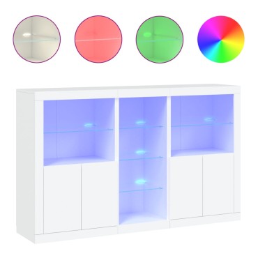 vidaXL Μπουφές με Φώτα LED Λευκός 162x37x100cm 1 τεμ.