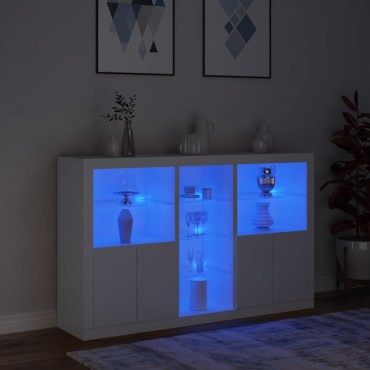 vidaXL Μπουφές με Φώτα LED Λευκός 162x37x100cm 1 τεμ.