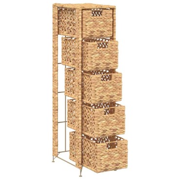 vidaXL Συρταριέρα με 5 Καλάθια 25,5x37x100cm από Υάκινθο του Νερού 1 τεμ.