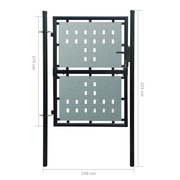 vidaXL Πόρτα Περίφραξης Μονή Μαύρη 100 x 225 εκ.
