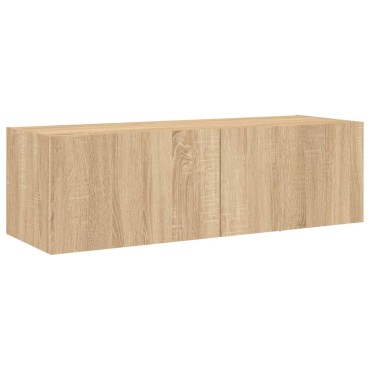 vidaXL Έπιπλο Τοίχου Τηλεόρασης με LED Sonoma Δρυς 100x35x31cm
