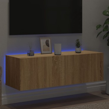 vidaXL Έπιπλο Τοίχου Τηλεόρασης με LED Sonoma Δρυς 100x35x31cm