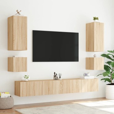 vidaXL Έπιπλο Τοίχου Τηλεόρασης με LED Sonoma Δρυς 100x35x31cm