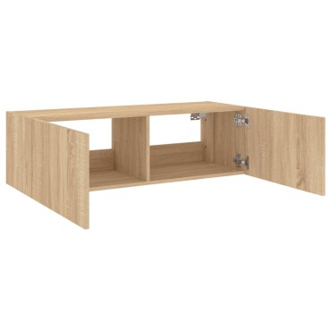 vidaXL Έπιπλο Τοίχου Τηλεόρασης με LED Sonoma Δρυς 100x35x31cm