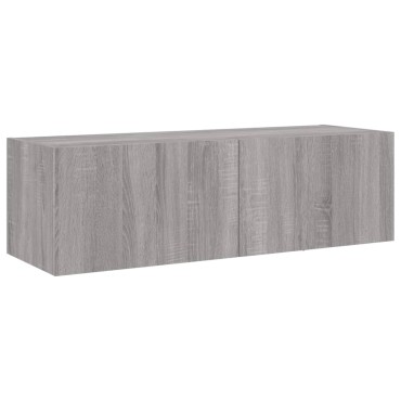 vidaXL Ντουλάπια Τηλεόρασης Τοίχου 4 Τεμ. με Φώτα LED Γκρι Sonoma
