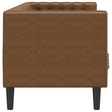 vidaXL Καναπές Chesterfield 3θέσιος Καφέ δέρμα Faux Suede Brown 194x74,5x70,5cm