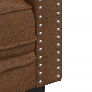 vidaXL Καναπές Chesterfield 3θέσιος Καφέ δέρμα Faux Suede Brown 194x74,5x70,5cm