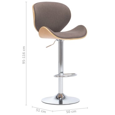 vidaXL Σκαμπό Μπαρ Χρώμα Taupe Υφασμάτινο 50x51x(95-116)cm 1 τεμ.