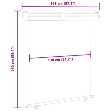 vidaXL Σκίαστρο Βεράντας Πλαϊνό Μαύρο 145 x 250 εκ.