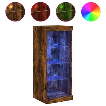 vidaXL Μπουφές με Φώτα LED Καπνιστή Δρυς 41x37x100cm 1 τεμ.