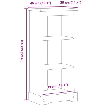vidaXL Βιβλιοθήκη Corona 46x29x100cm από Μασίφ Ξύλο Πεύκου 1 τεμ.