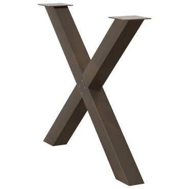 vidaXL Πόδια τραπεζαρίας σε σχήμα Χ 2 τεμ. Φυσικό ατσάλι 90x(72-73)cm