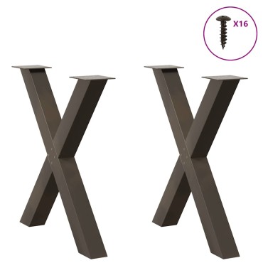 vidaXL Πόδια τραπεζαρίας σε σχήμα Χ 2 τεμ. Φυσικό ατσάλι 70x(72-73)cm