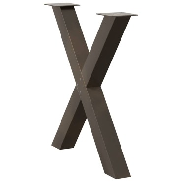 vidaXL Πόδια τραπεζαρίας σε σχήμα Χ 2 τεμ. Φυσικό ατσάλι 70x(72-73)cm