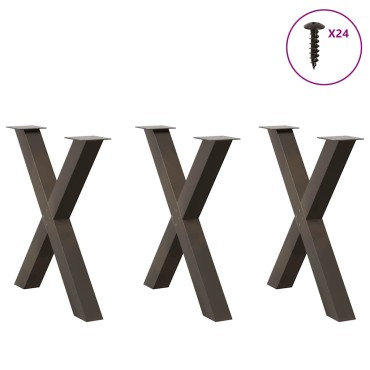 vidaXL Πόδια τραπεζαρίας σχήματος Χ 3 τεμ. Φυσικό ατσάλι 70x(72-73)cm