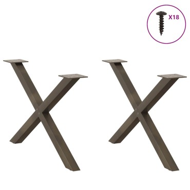 vidaXL Πόδια τραπεζιού σαλονιού σε σχήμα Χ 2 τεμ. Φυσικό ατσάλι 70x(42-43)cm