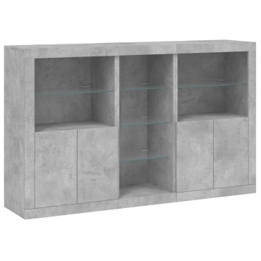 vidaXL Μπουφές με Φώτα LED Γκρι Σκυροδέματος 162x37x100cm 1 τεμ.
