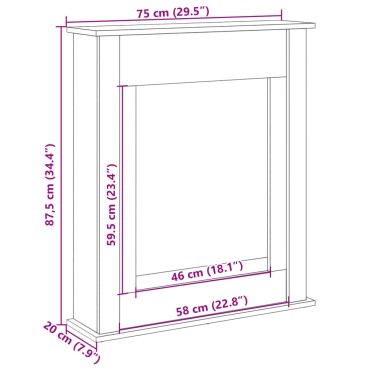 vidaXL Πλαίσιο Τζακιού Sonoma Δρυς 75x20x87,5 εκ. από Επεξ. Ξύλο