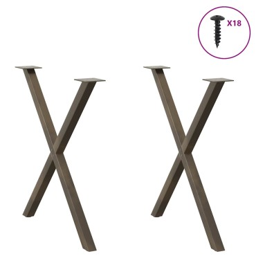 vidaXL Πόδια τραπεζαρίας σε σχήμα Χ 2 τεμ. Φυσικό ατσάλι 70x(72-73)cm