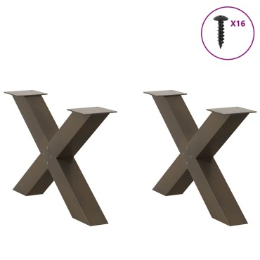 vidaXL Πόδια τραπεζιού σαλονιού σε σχήμα Χ 2 τεμ. Φυσικό ατσάλι 70x(42-43)cm