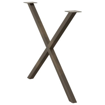 vidaXL Πόδια τραπεζαρίας σε σχήμα Χ 2 τεμ. Φυσικό ατσάλι 90x(72-73)cm