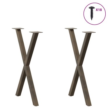 vidaXL Πόδια Τραπεζαρίας σε Σχήμα Χ, 2 τεμ. από Φυσικό Ατσάλι 60x(72-73)cm Ατσάλι