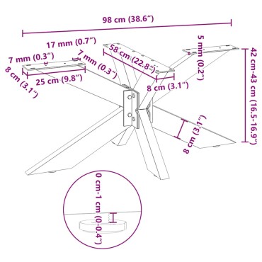 vidaXL Τραπεζάκι σαλονιού πόδι αράχνης σχήμα 98x58x(42-43)cm Ατσάλι