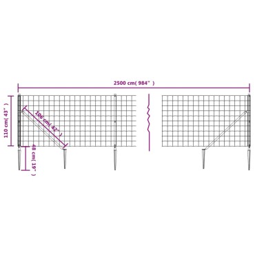 vidaXL Συρματόπλεγμα Περίφραξης Πράσινο 1,1x25 μ. με Καρφωτές Βάσεις