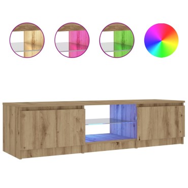 ντουλάπι τηλεόρασης vidaXL με φώτα LED Artisan Oak Κατασκευασμένο ξύλο 140x40x35,5 cm