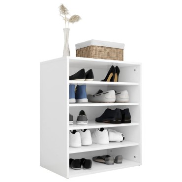 vidaXL Παπουτσοθήκη Γυαλιστερό Λευκό 60x35x70cm από Μοριοσανίδα
