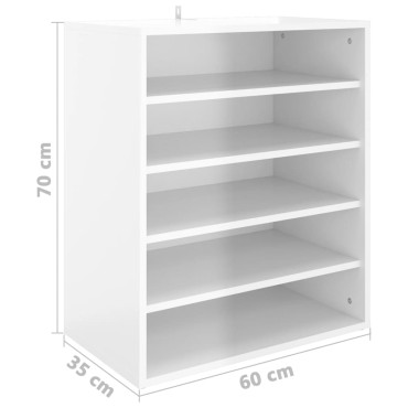 vidaXL Παπουτσοθήκη Γυαλιστερό Λευκό 60x35x70cm από Μοριοσανίδα