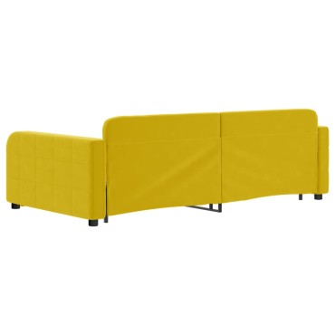 vidaXL Καναπές Κρεβάτι Συρόμεν. Κίτρινος 100x200εκ Βελούδινος Συρτάρια
