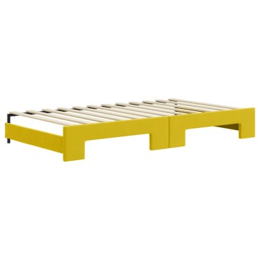 vidaXL Καναπές Κρεβάτι Συρόμεν. Κίτρινος 100x200εκ Βελούδινος Συρτάρια