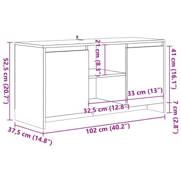 vidaXL Έπιπλο Τηλεόρασης Αρτισιανή Δρυς 102x37,5x52,5cm Επεξεργ. Ξύλο