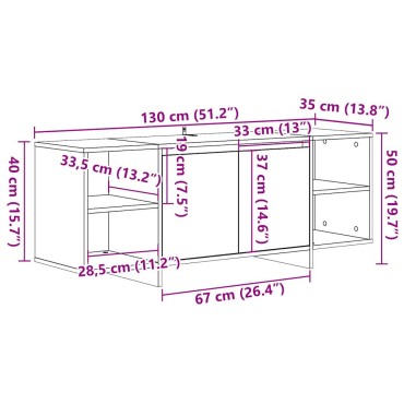 vidaXL Έπιπλο Τηλεόρασης Αρτισιανή Δρυς 130x35x50cm από Επεξεργ. Ξύλο