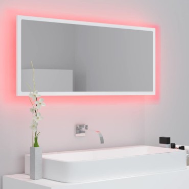 vidaXL Καθρέφτης Μπάνιου με LED Λευκός 100x8,5x37cm Ακρυλικός 1 τεμ.