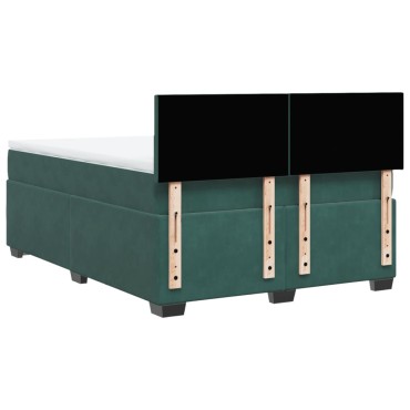 vidaXL Κρεβάτι Boxspring με Στρώμα Σκούρο Πράσινο 140x200εκ. Βελούδινο