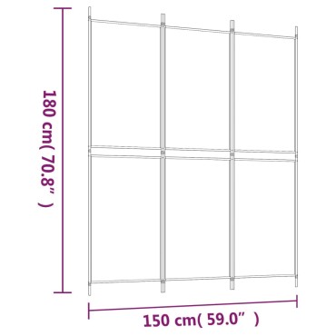 vidaXL Διαχωριστικό Δωματίου με 3 Πάνελ Λευκό 150x180cm Υφασμάτινο 1 τεμ.