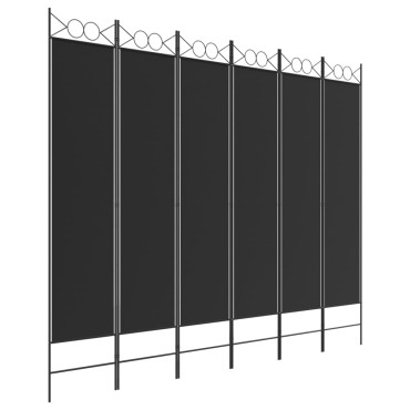 vidaXL Διαχωριστικό Δωματίου με 6 Πάνελ Μαύρο 240x200cm από Ύφασμα 1 τεμ.