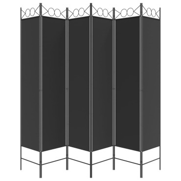 vidaXL Διαχωριστικό Δωματίου με 6 Πάνελ Μαύρο 240x200cm από Ύφασμα 1 τεμ.