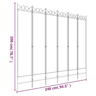vidaXL Διαχωριστικό Δωματίου με 6 Πάνελ Μαύρο 240x200cm από Ύφασμα 1 τεμ.