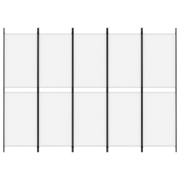 vidaXL Διαχωριστικό Δωματίου με 5 Πάνελ Λευκό 250x180cm από Ύφασμα 1 τεμ.