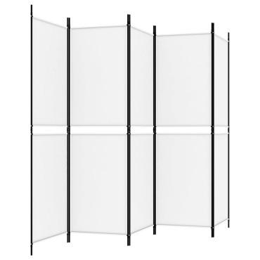 vidaXL Διαχωριστικό Δωματίου με 5 Πάνελ Λευκό 250x180cm από Ύφασμα 1 τεμ.