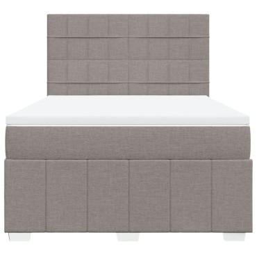 vidaXL Κρεβάτι Boxspring με Στρώμα Taupe 140x200 εκ. Υφασμάτινο